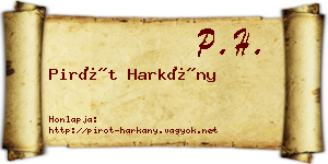 Pirót Harkány névjegykártya